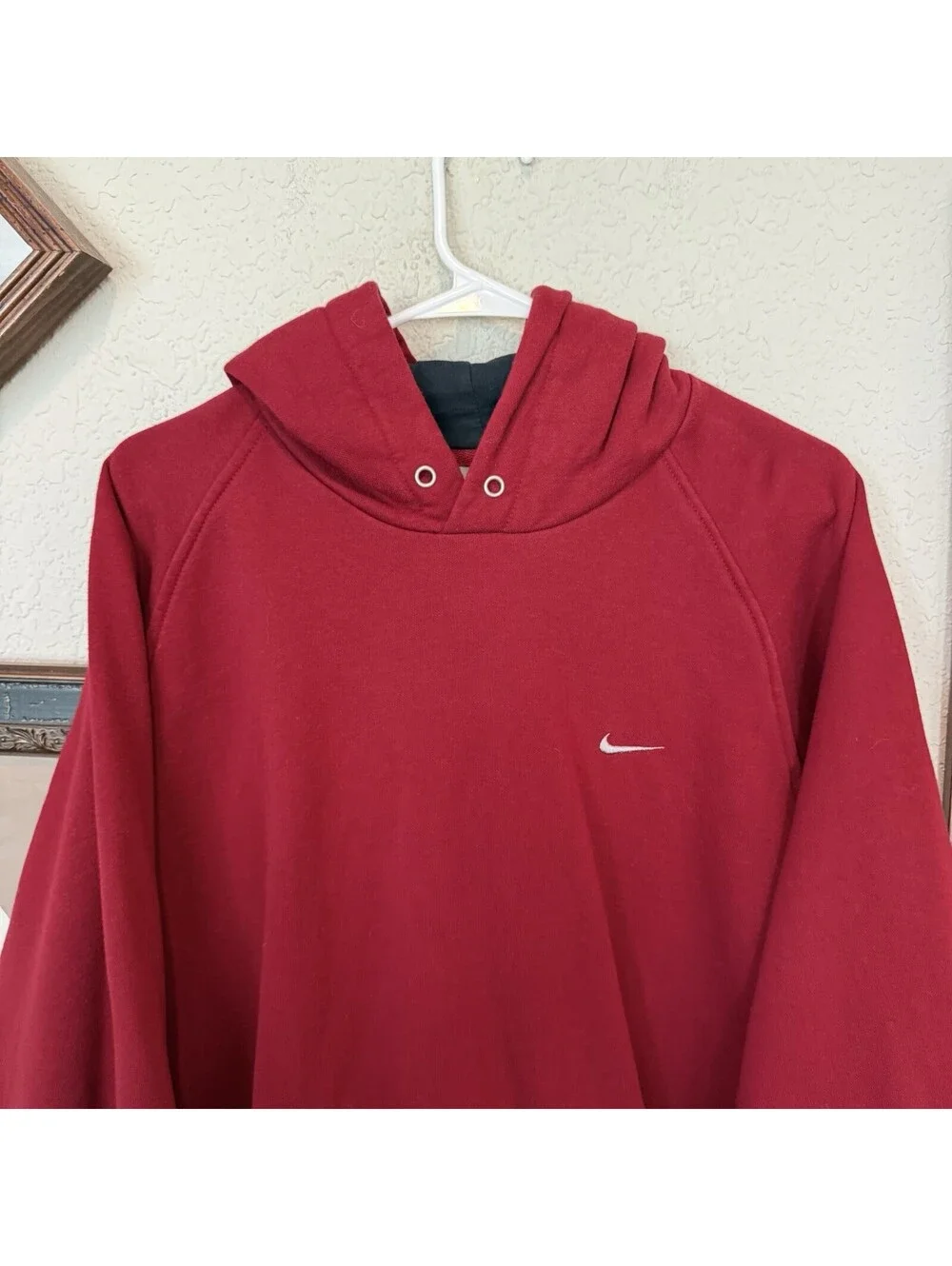 Vintage 90s/00s RARE Nike Embroidered Swoosh Pullover Red Hoodie Size Mens Large